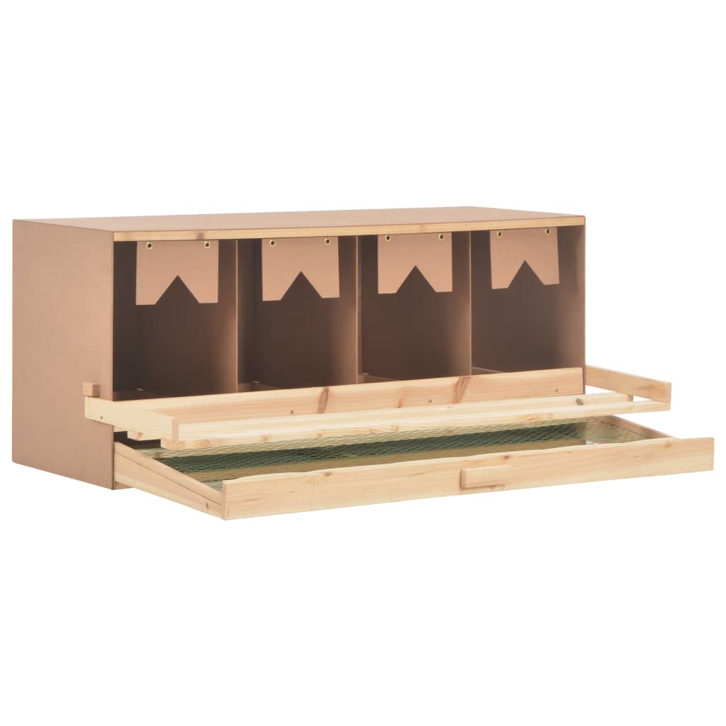 NNEVL Chicken Laying Nest 4 Compartments 106x40x45 cm Solid Pine Wood
