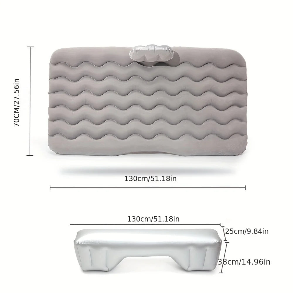 NNEOBA Universal Car Air Inflatable Travel Mattress Back Seat Bed with Pillow Grey