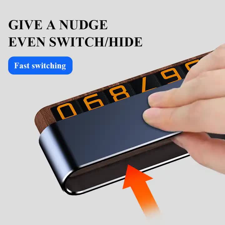 NNEDSZ Gray Premium Alloy and Wood Temporary Parking Card - Sliding Design for Privacy, Includes 6 Number Sets